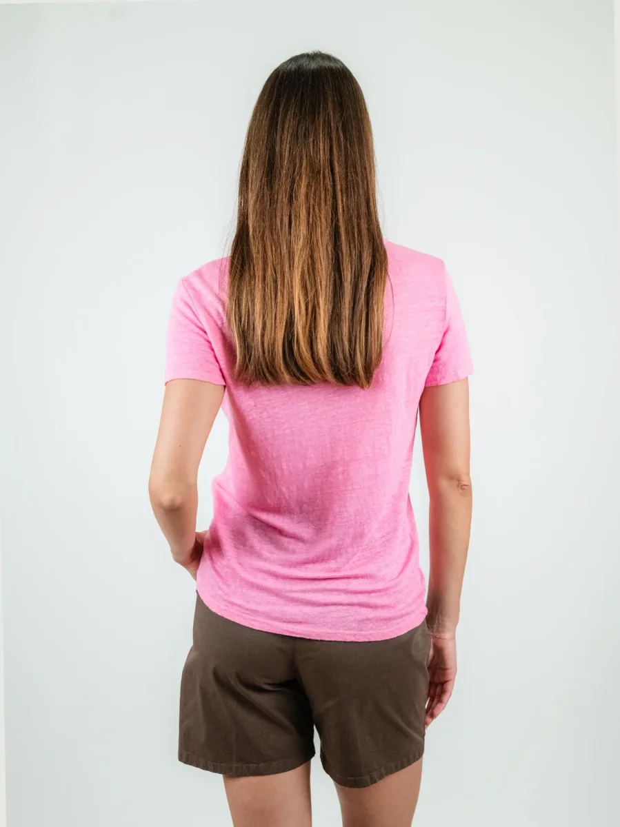 T-SHIRT IN LINO ROSA - immagine 4