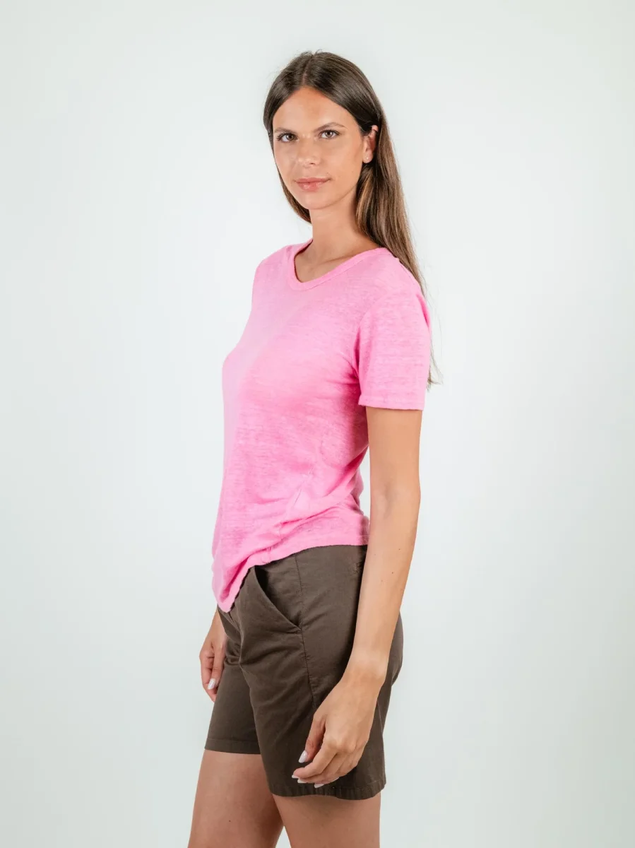 T-SHIRT IN LINO ROSA - immagine 3