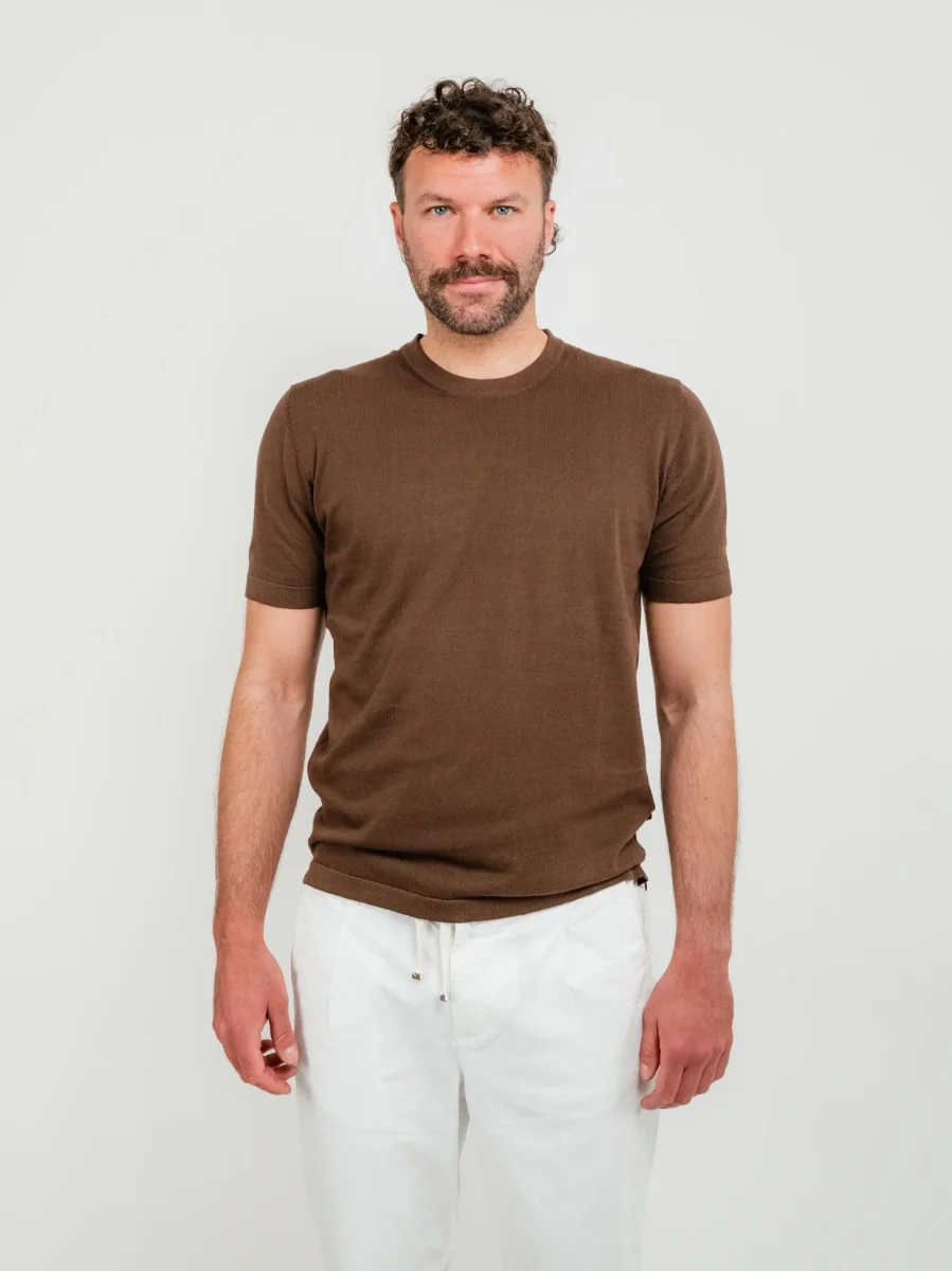 T-SHIRT IN MAGLINA DI COTONE MARRONE