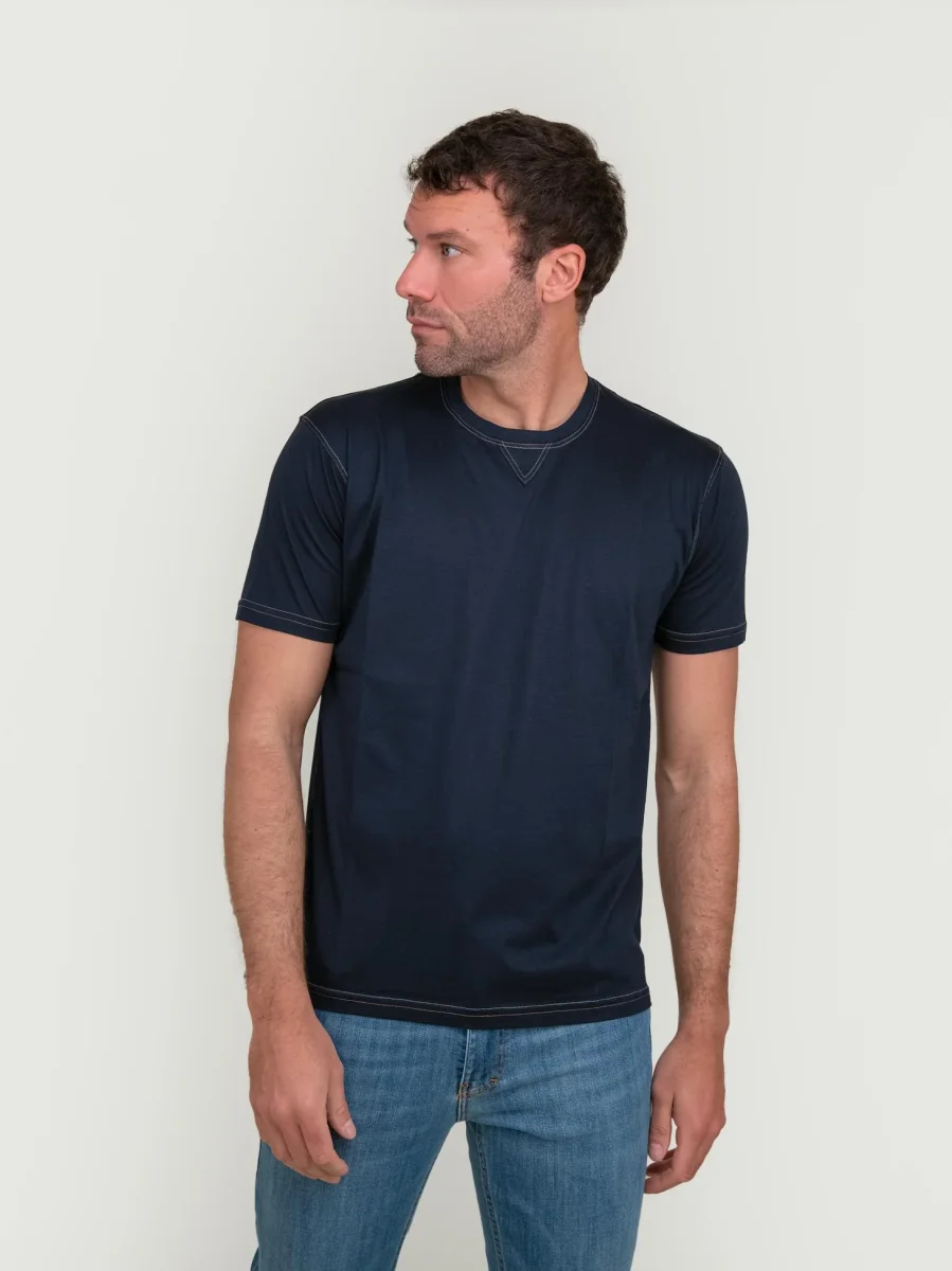 T-SHIRT IN MISTO COTONE BLU NAVY