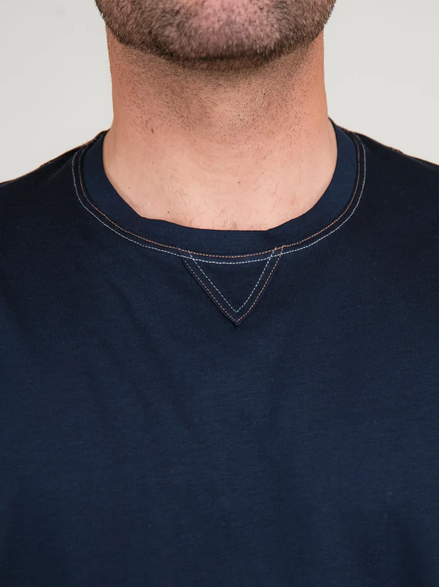 T-SHIRT IN MISTO COTONE BLU NAVY - immagine 5