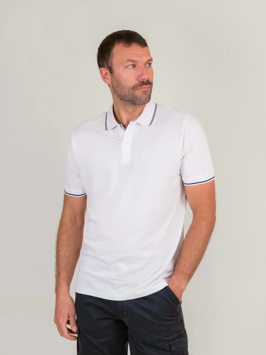 T-SHIRT POLO IN COTONE PIQUET BIANCA