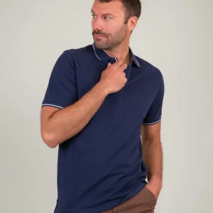T-SHIRT POLO IN COTONE PIQUET BLU