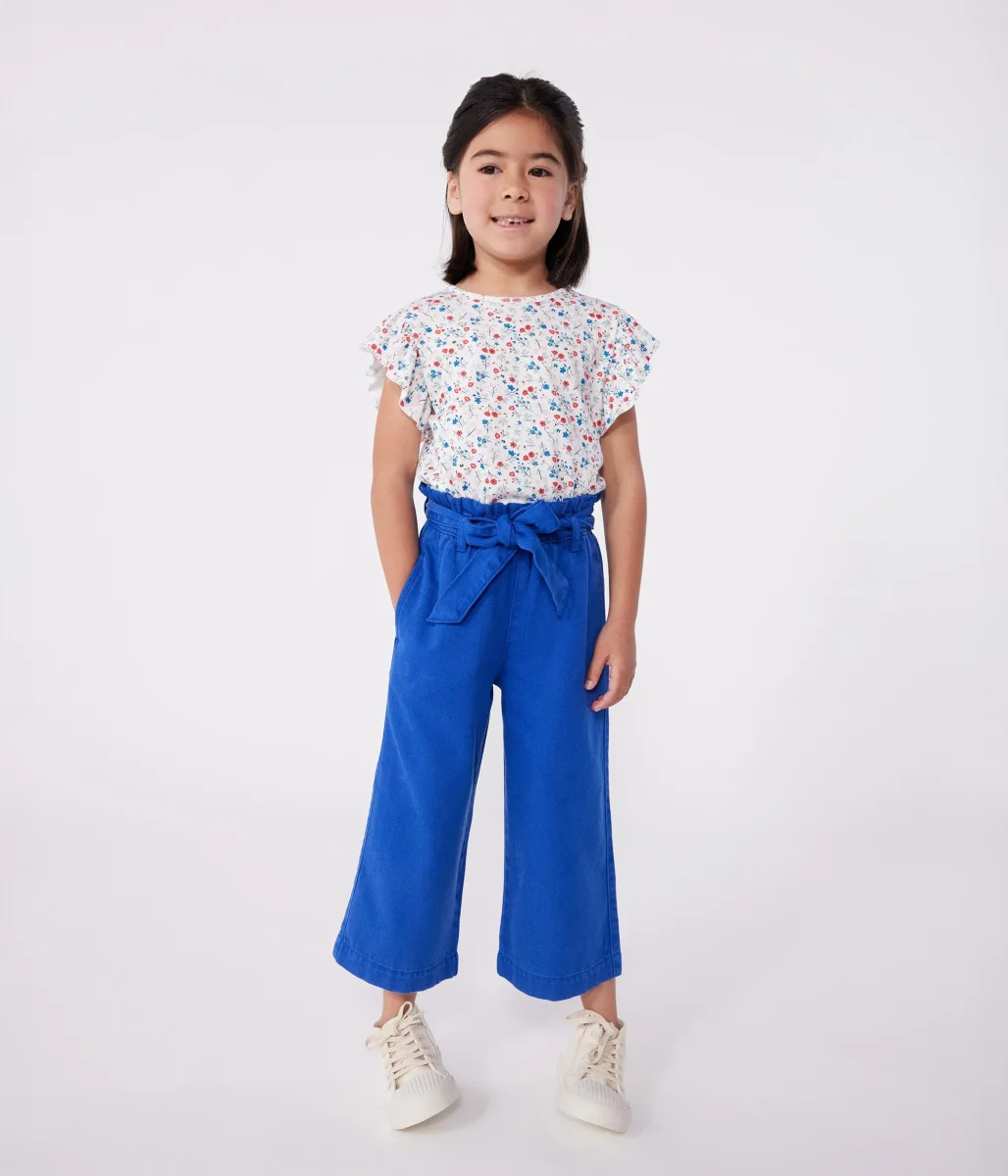 T-shirt a maniche corte in cotone a fiori bambina - immagine 5