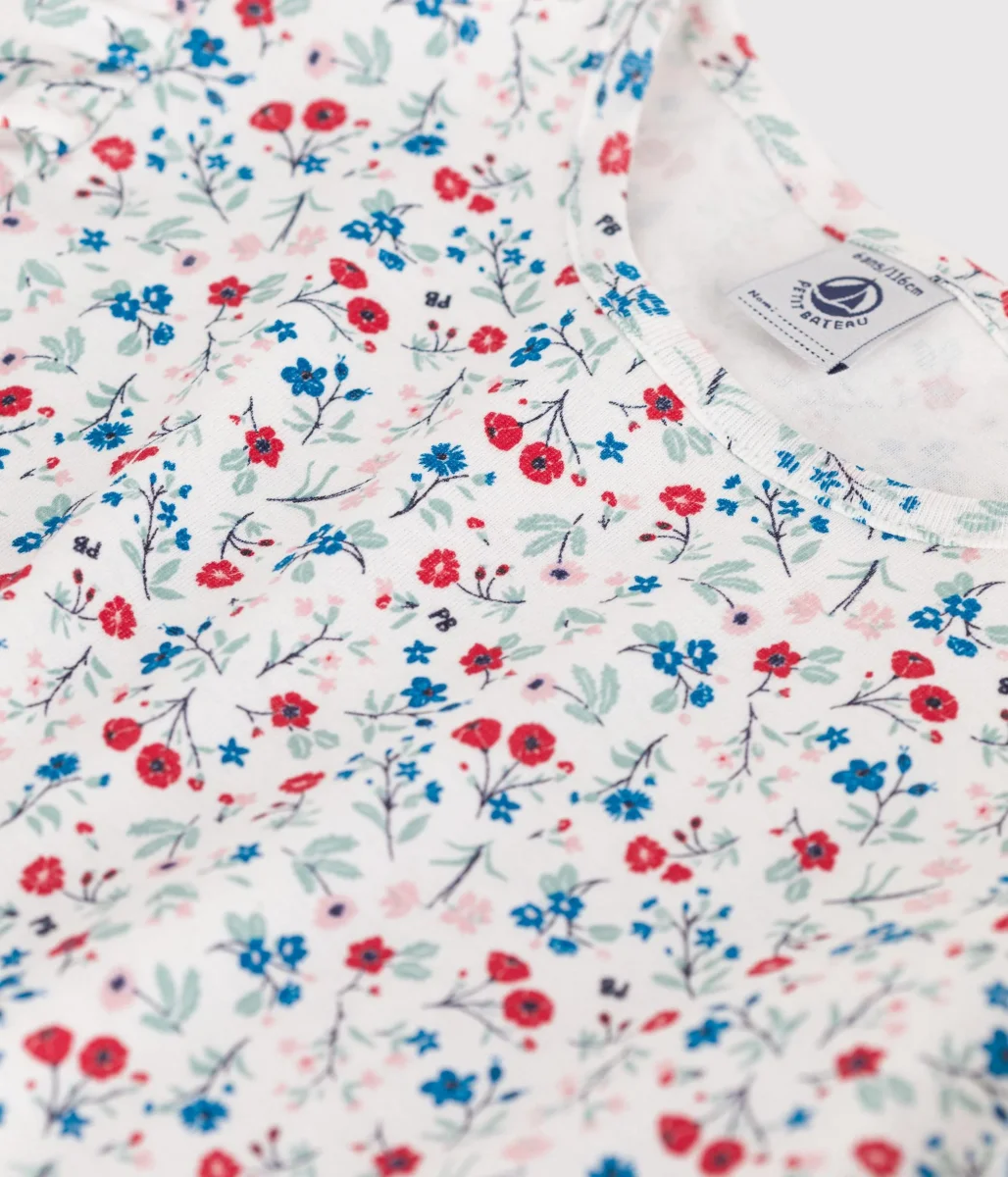 T-shirt a maniche corte in cotone a fiori bambina - immagine 7