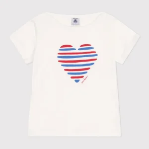 T-shirt a maniche corte in cotone con cuore bambina