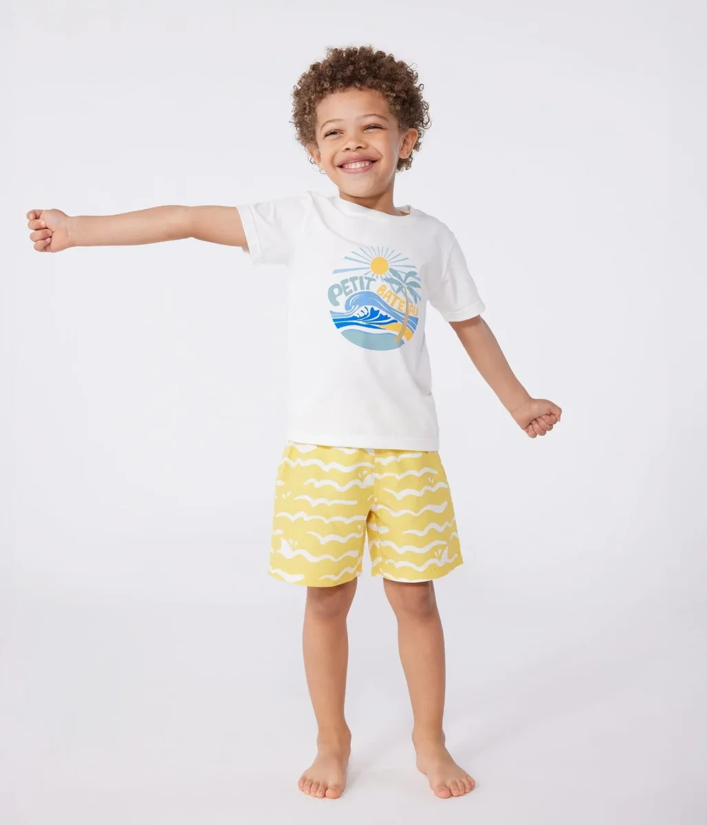 T-shirt a maniche corte in cotone con stampa bambino - immagine 4