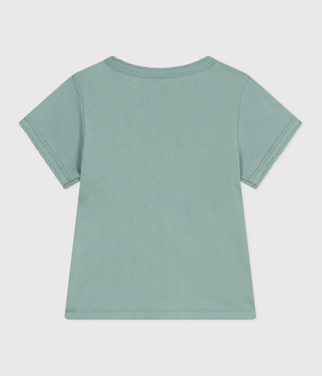 T-shirt a maniche corte in cotone tinta unita bambina - immagine 3