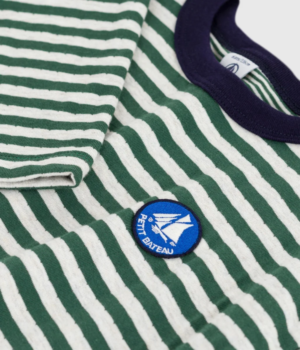 T-shirt bambino mariniere a righe verdi - immagine 3