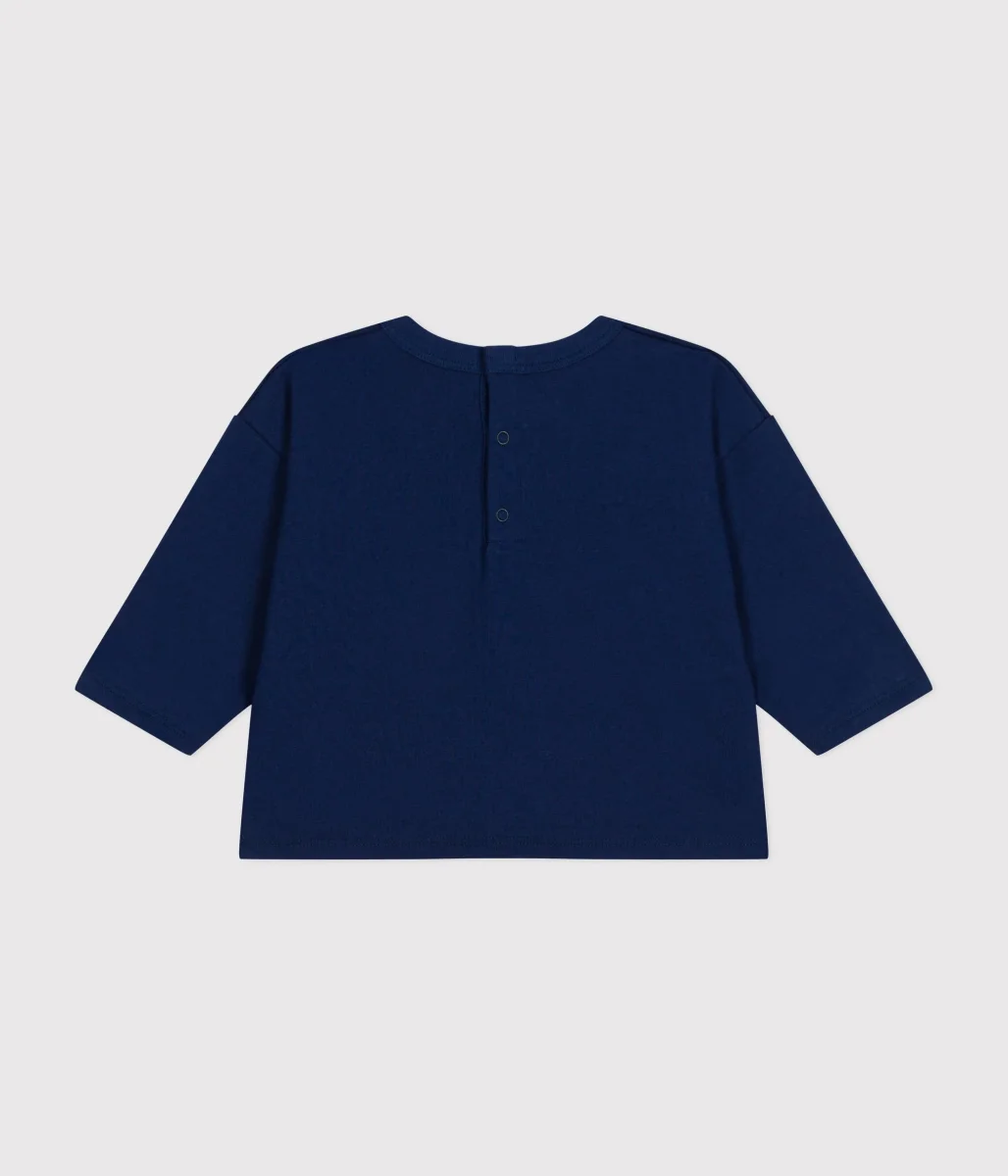 T-shirt blu com stampa centrale a maniche lunghe - immagine 3