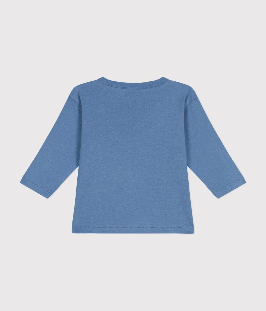 T-shirt blu con stampa procione a maniche lunghe - immagine 3