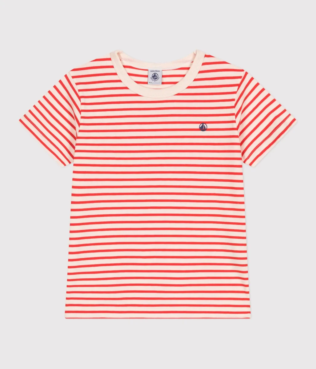 T-shirt mariniere a maniche corte in cotone a righe bambino