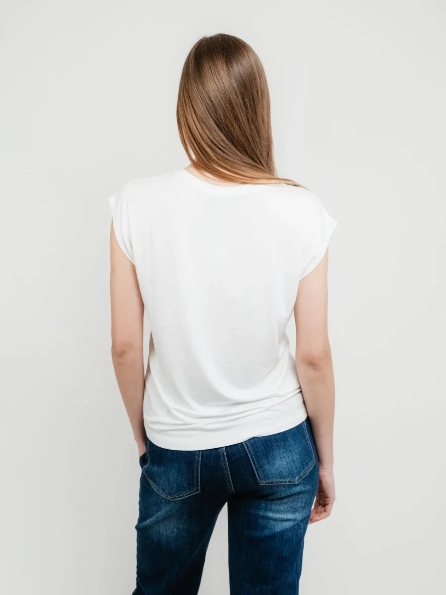 T-shirt scollo a V bianca - immagine 4