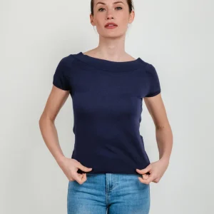 T-shirt scollo a barca BLU NAVY