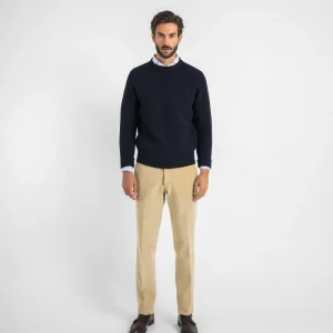 Maglione girocollo costa inglese spalla raglan - Blu Zero