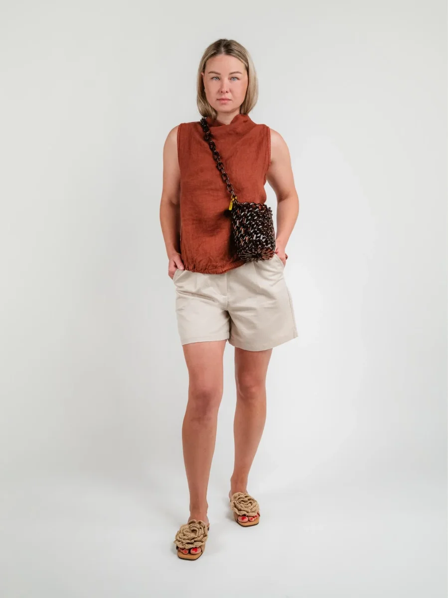 TOP SMANICATO IN LINO RUGGINE - immagine 6