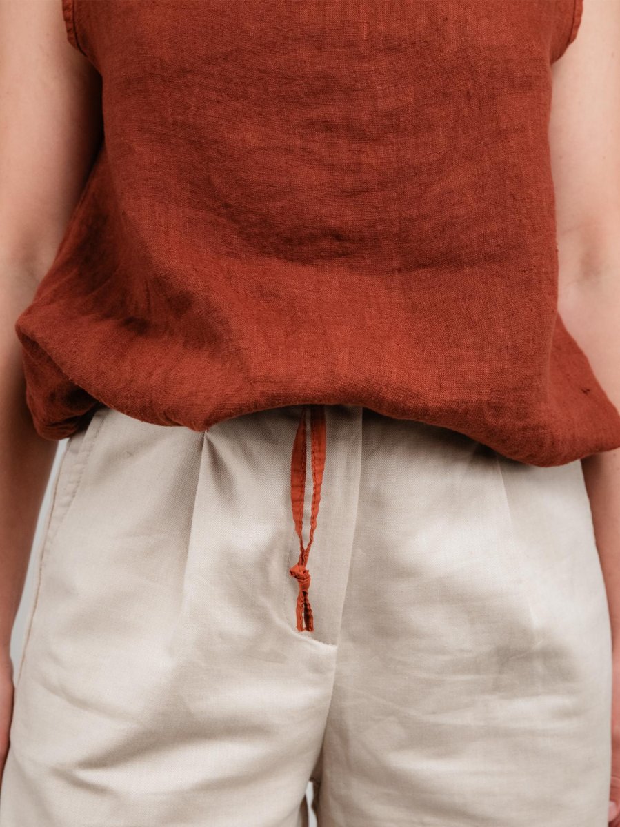 TOP SMANICATO IN LINO RUGGINE - immagine 5