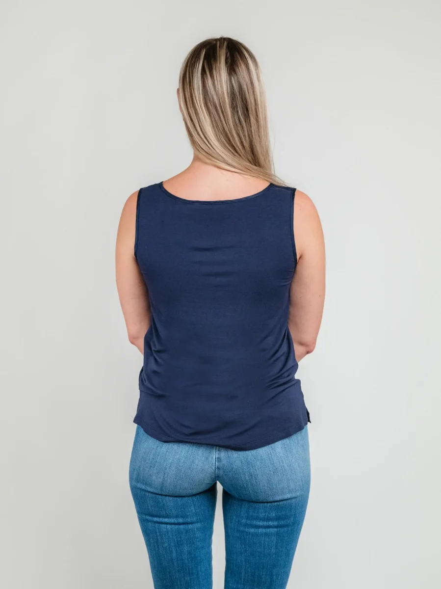 TOP SMANICATO IN RASO BLU - immagine 4