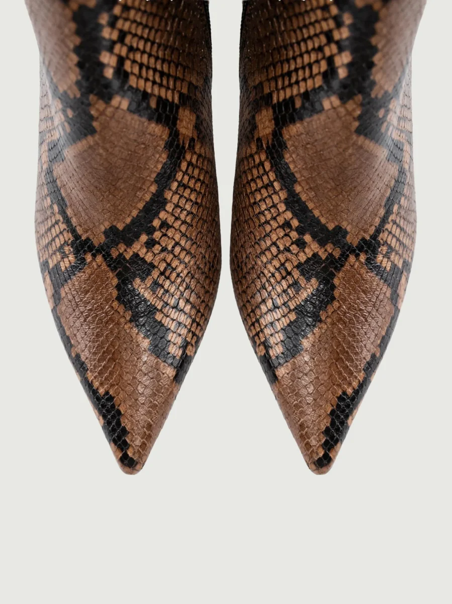TRONCHETTO A PUNTA CON STAMPA PITONE MARRONE - immagine 5