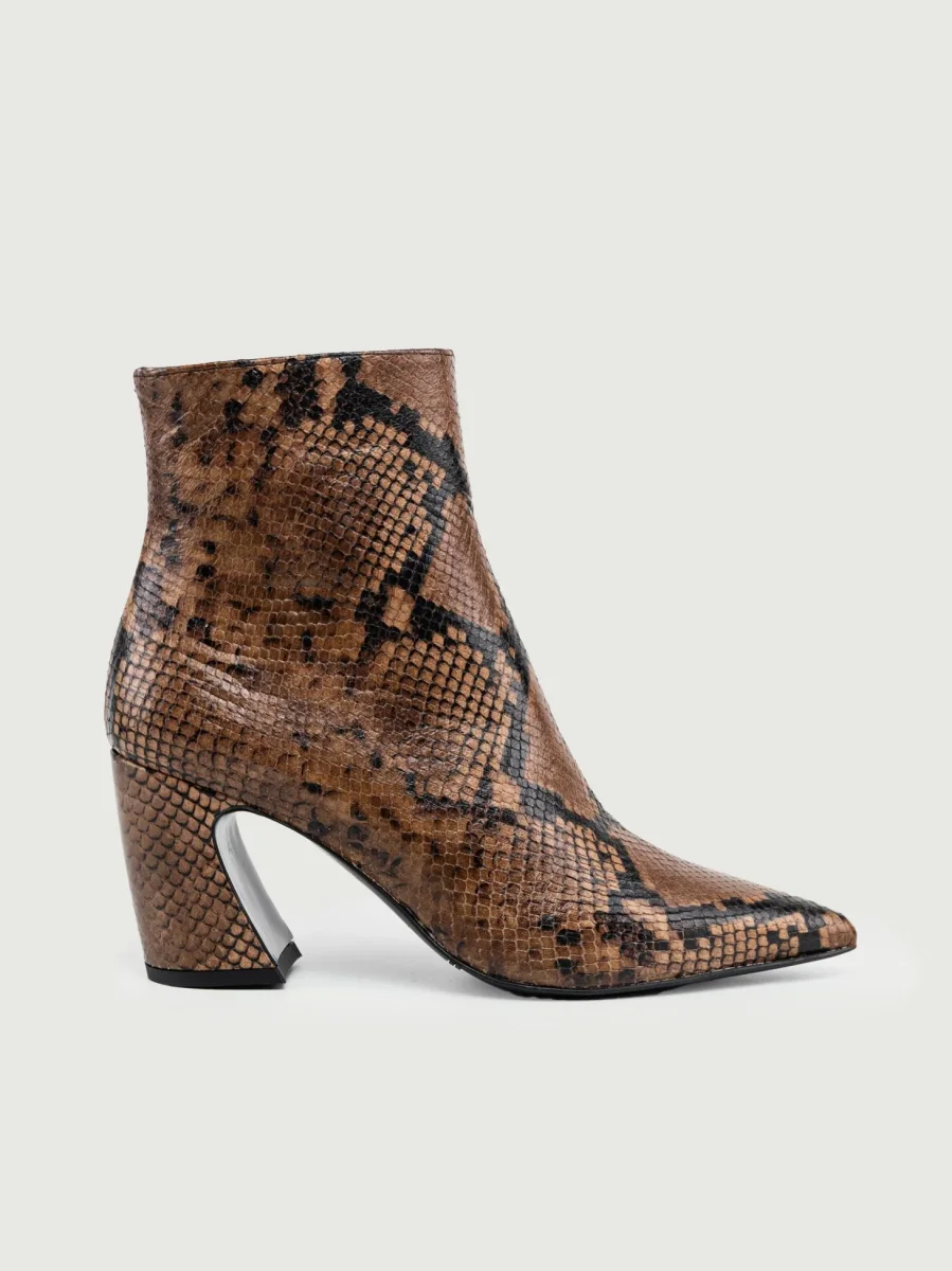 TRONCHETTO A PUNTA CON STAMPA PITONE MARRONE