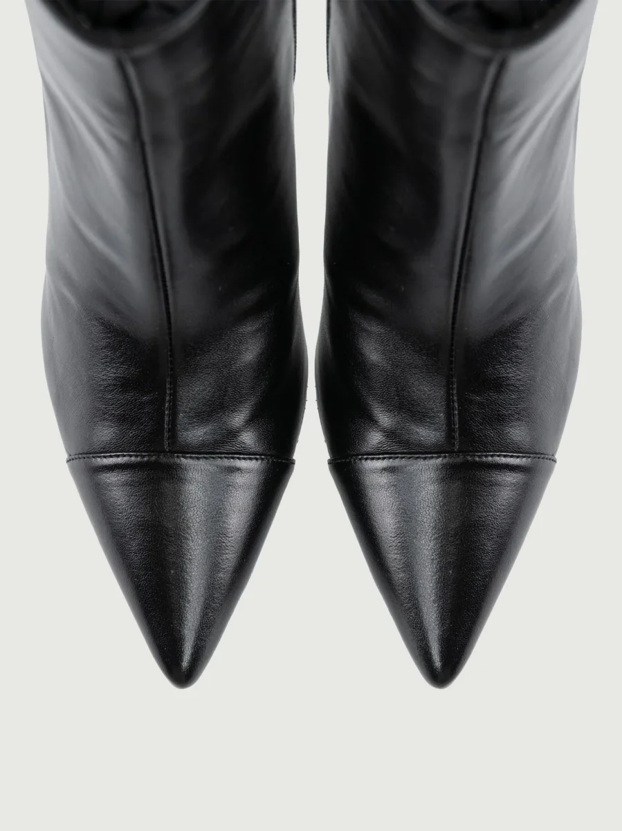 TRONCHETTO A PUNTA IN PELLE NERO - immagine 5