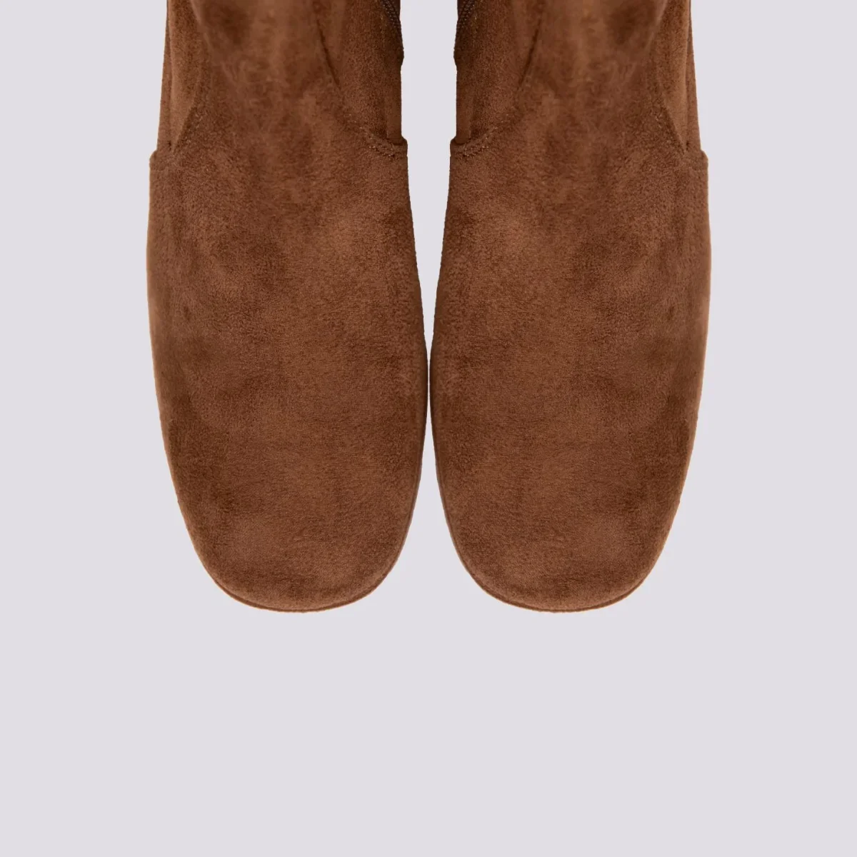 TRONCHETTO CON TACCO SPESSO E PLATEAU IN VELOUR MARRONE - immagine 5