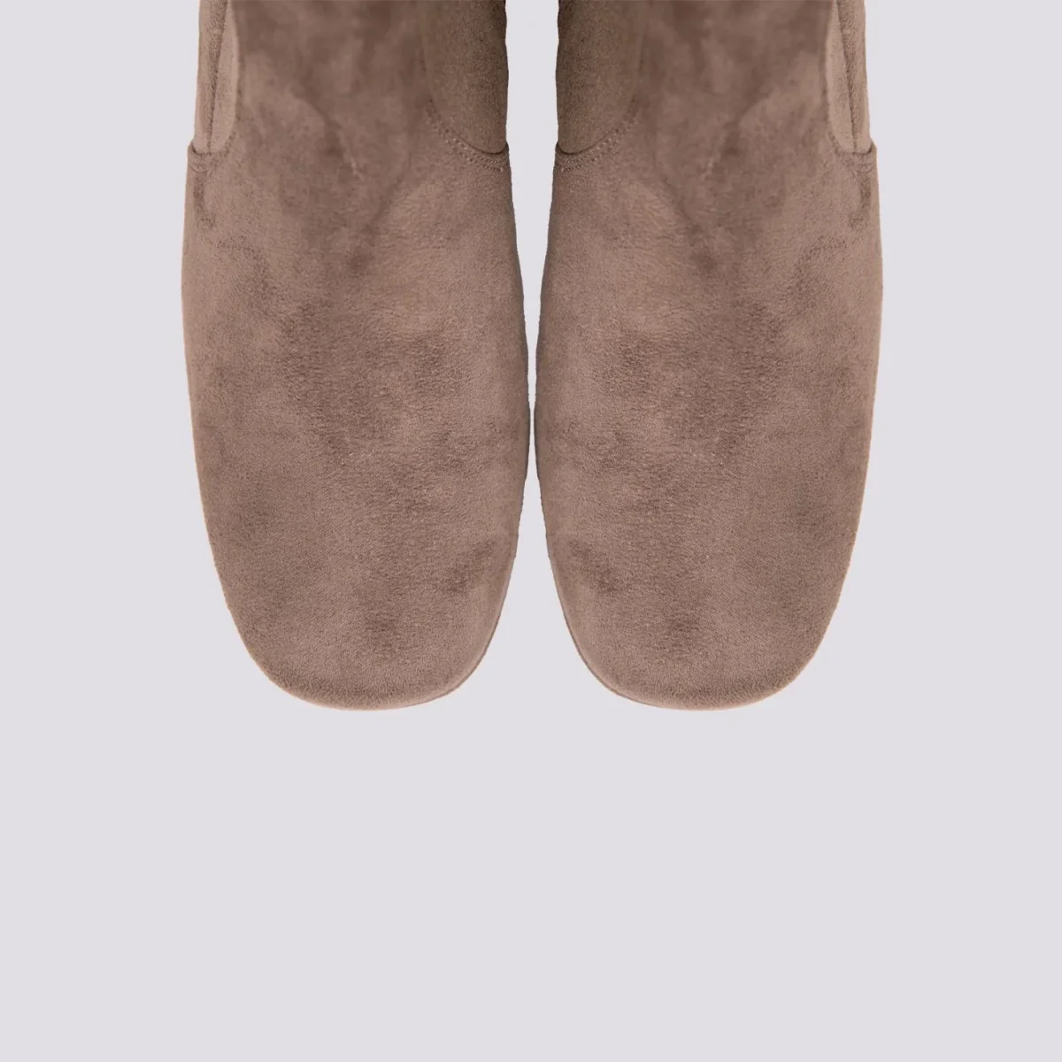 TRONCHETTO CON TACCO SPESSO E PLATEAU IN VELOUR TORTORA - immagine 5