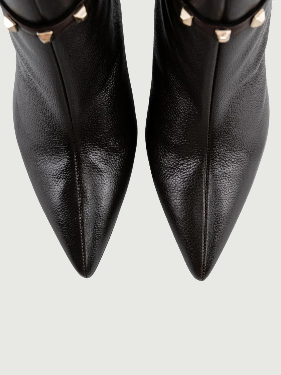 TRONCHETTO IN PELLE CAFFÈ CON BORCHIE - immagine 5