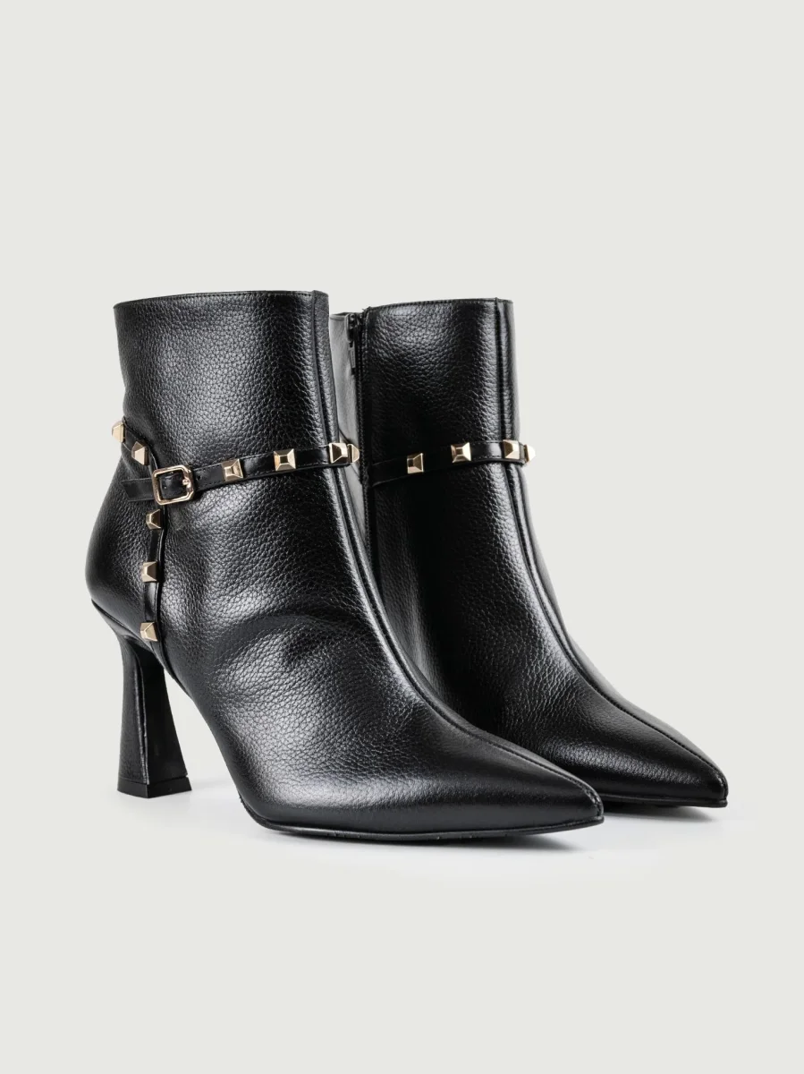 TRONCHETTO IN PELLE NERO CON BORCHIE - immagine 3