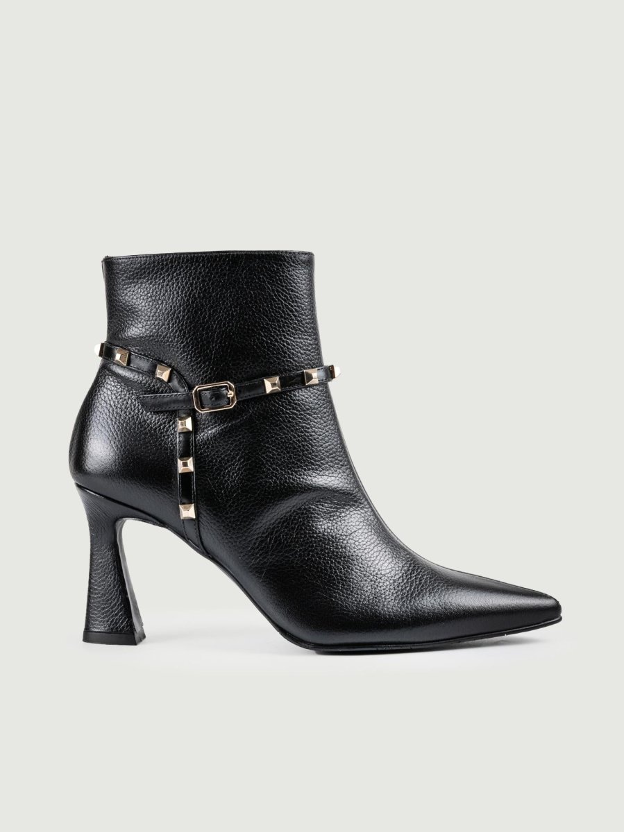 TRONCHETTO IN PELLE NERO CON BORCHIE