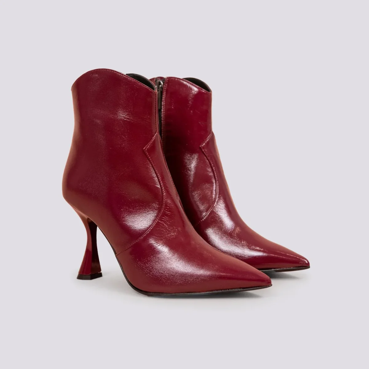 TRONCHETTO TEXANO CON TACCO A ROCCHETTO IN VERNICE BORDEAUX - immagine 3