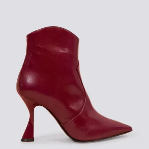 TRONCHETTO TEXANO CON TACCO A ROCCHETTO IN VERNICE BORDEAUX