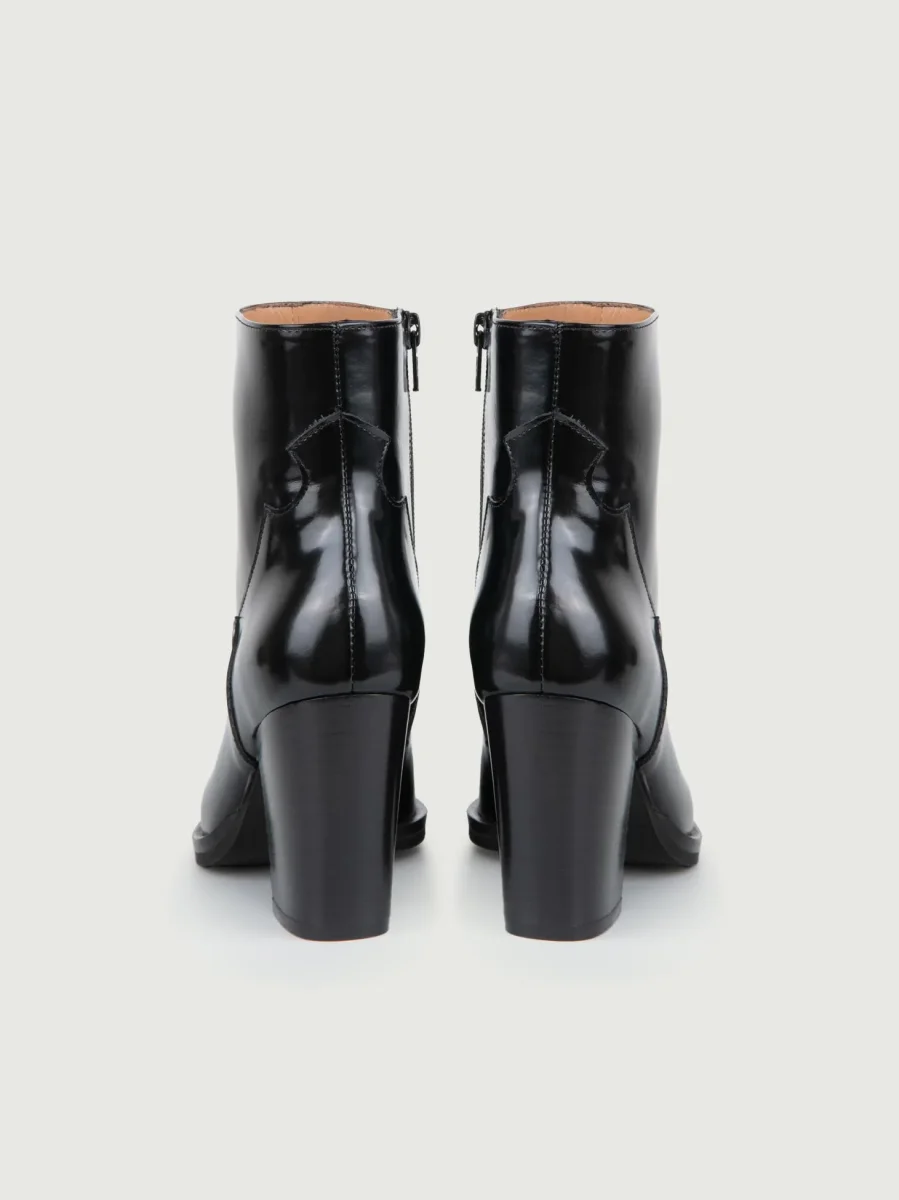 TRONCHETTO TEXANO IN PELLE NERA - immagine 4