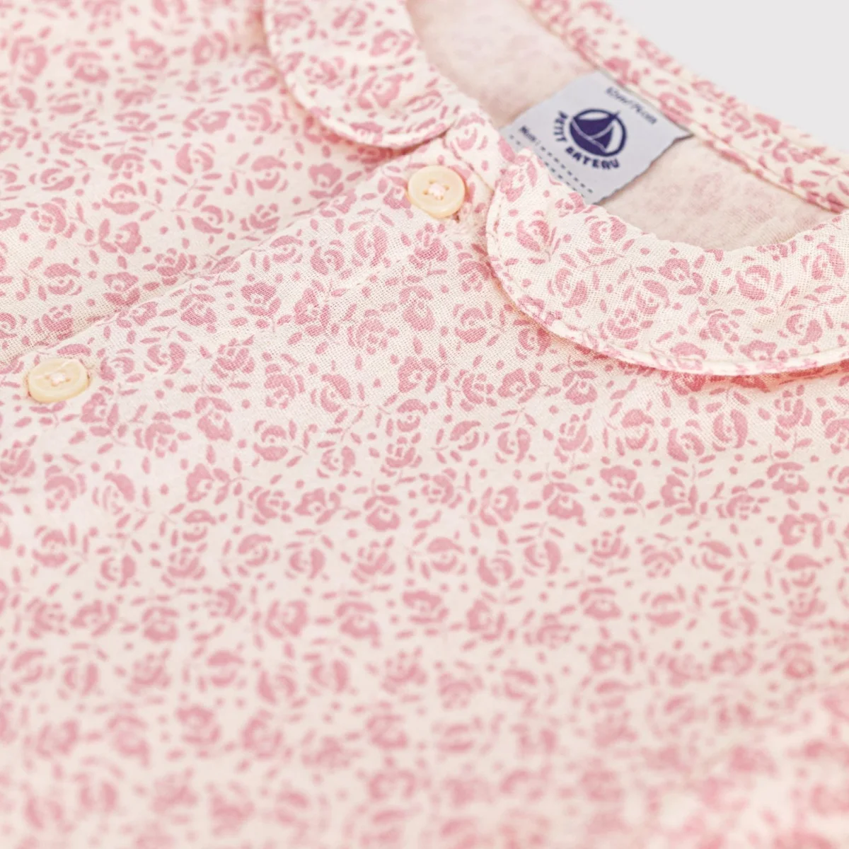 TUTINA CORTA BEBÈ IN GARZA DI COTONE A FIORI - immagine 3