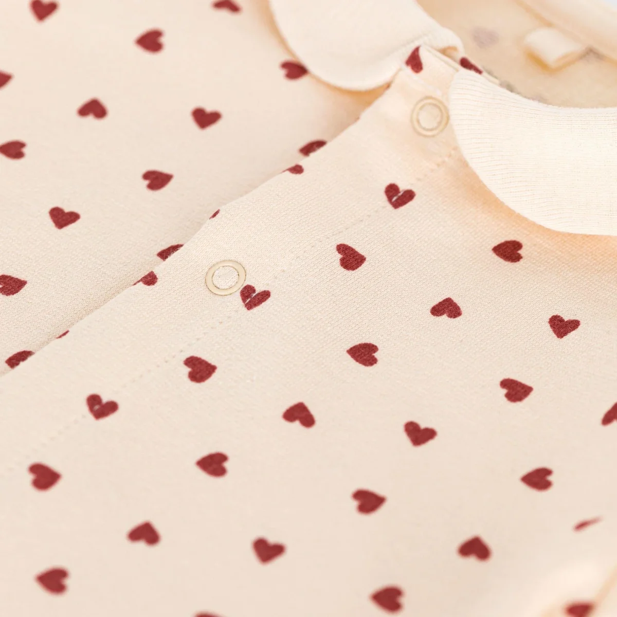 TUTINA CORTA IN TESSUTO FELPATO A CUORI LEGGERO BEBÈ - immagine 3