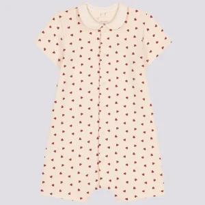 TUTINA CORTA IN TESSUTO FELPATO A CUORI LEGGERO BEBÈ