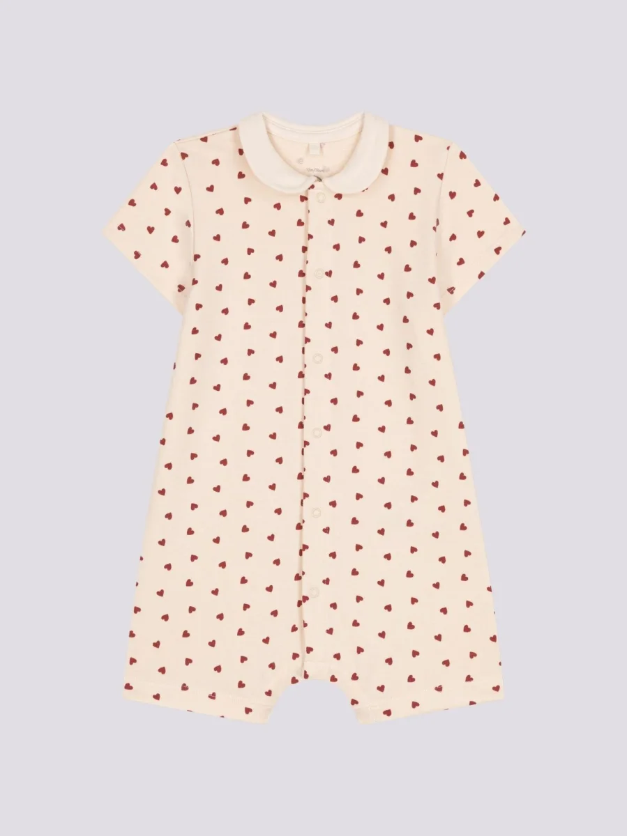 TUTINA CORTA IN TESSUTO FELPATO A CUORI LEGGERO BEBÈ