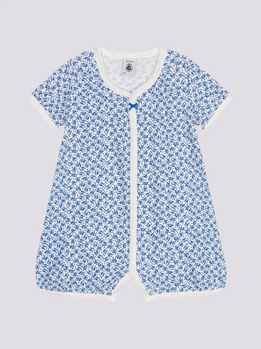 TUTINA CORTA MOTIVO A FIORI BEBÈ IN COTONE