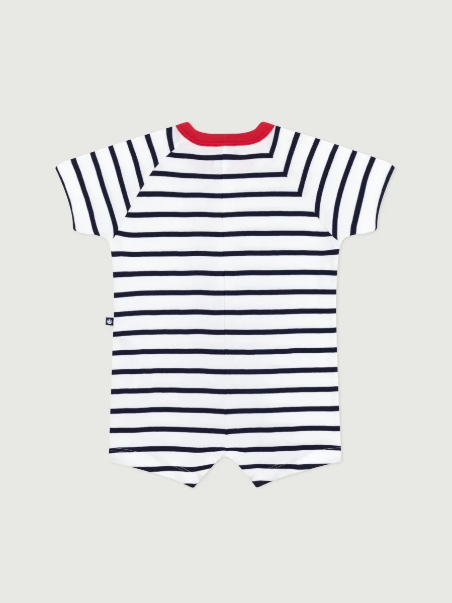 Tutina corta a righe con colletto a contrasto - immagine 3