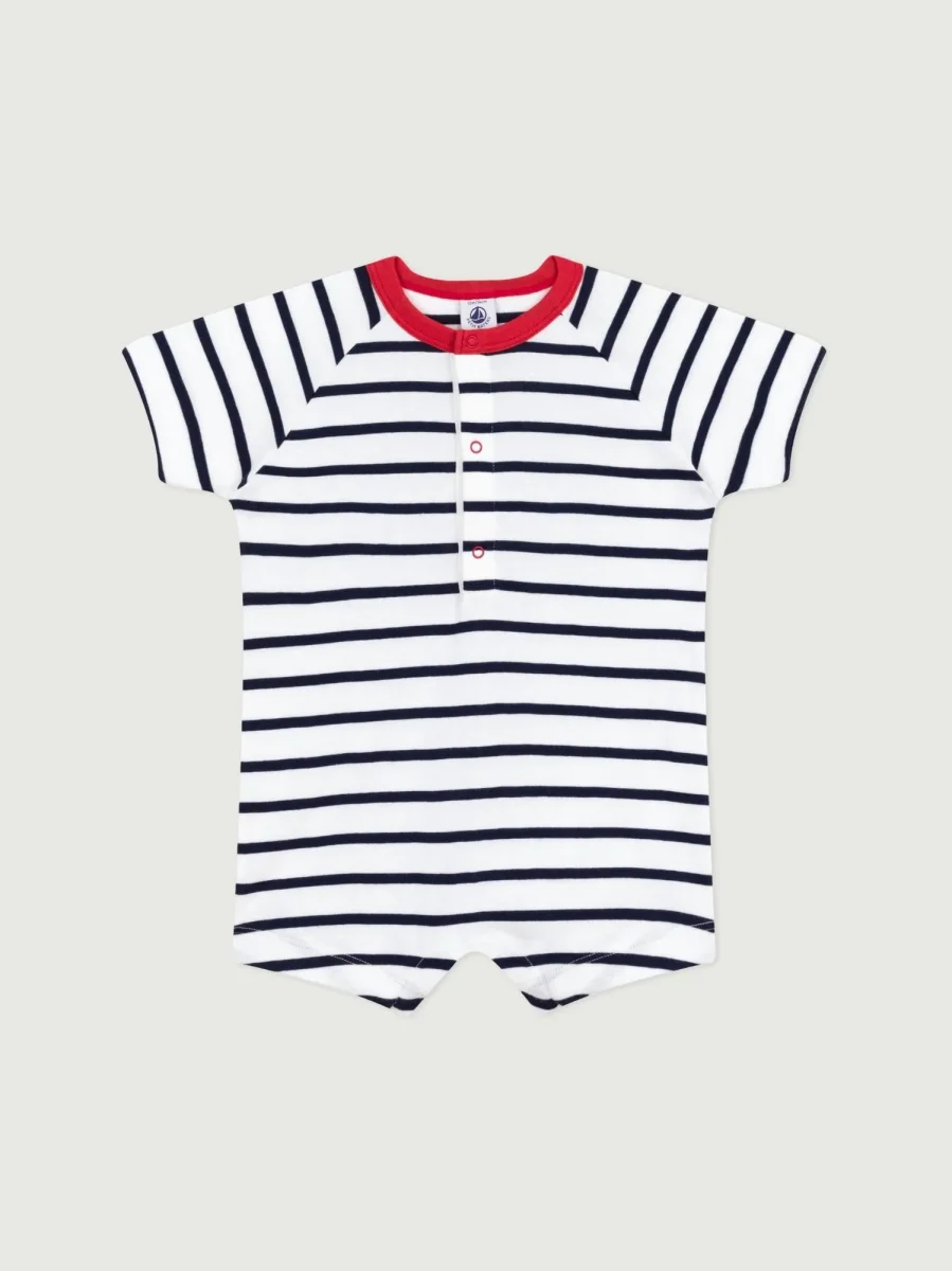 Tutina corta a righe con colletto a contrasto