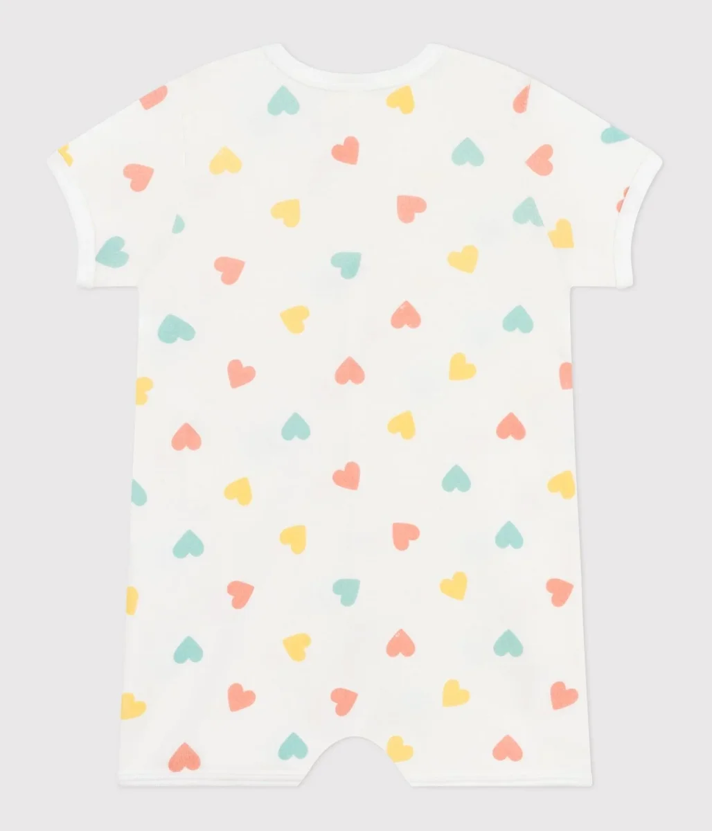 Tutina corta in cotone a cuori bebè - immagine 3