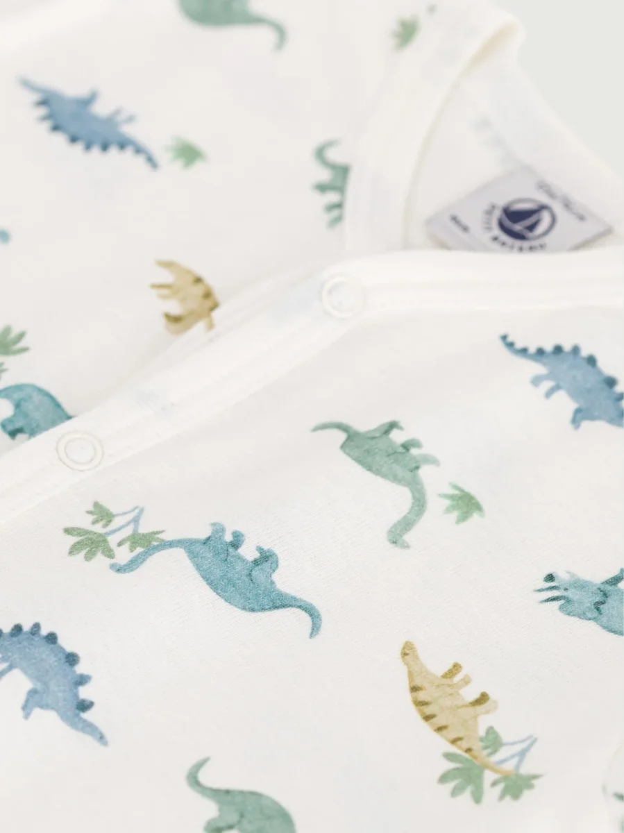 Tutina corta in cotone con dinosauro neonato - immagine 4