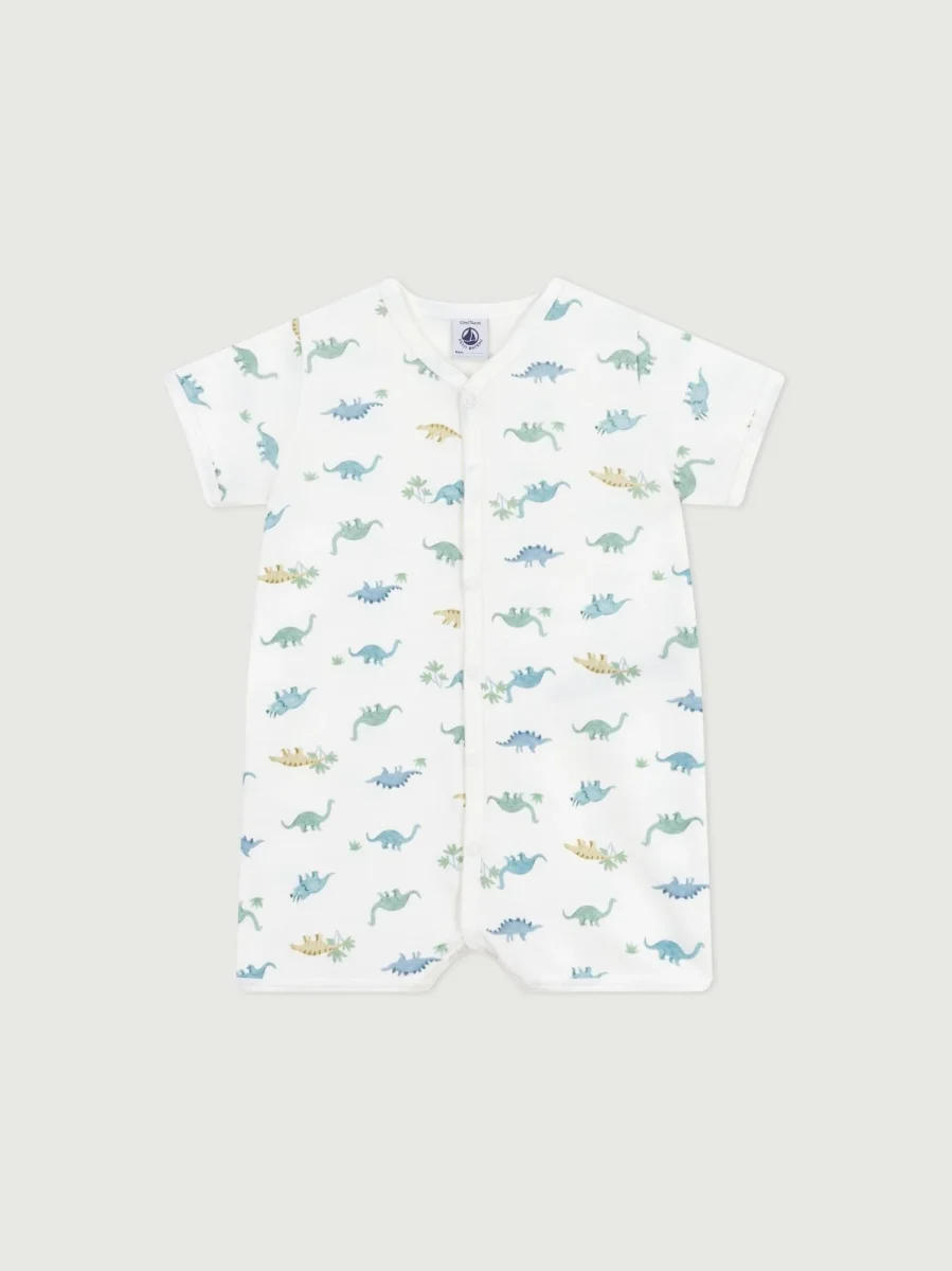 Tutina corta in cotone con dinosauro neonato