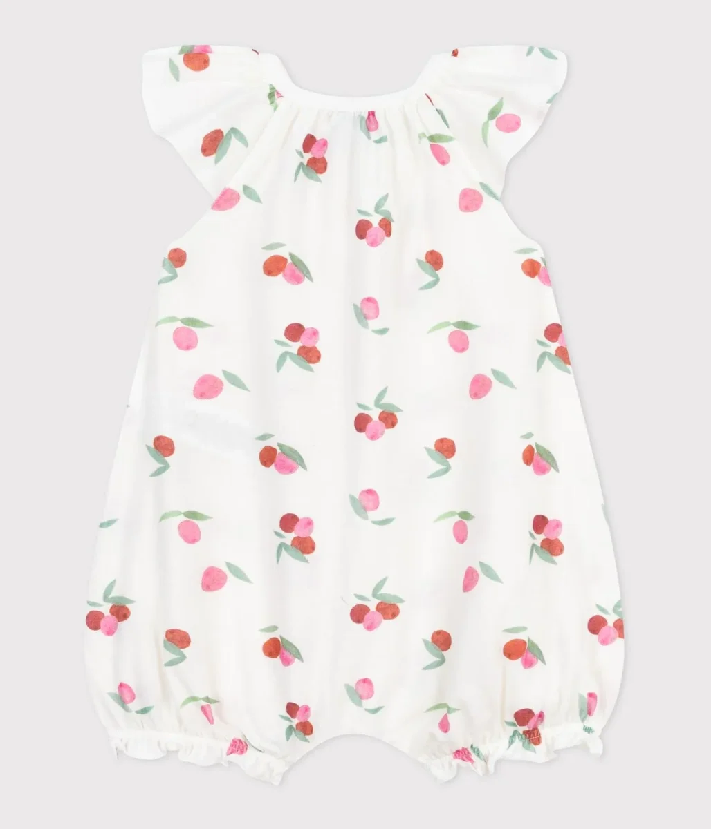 Tutina corta in cotone con frutti bebè - immagine 3