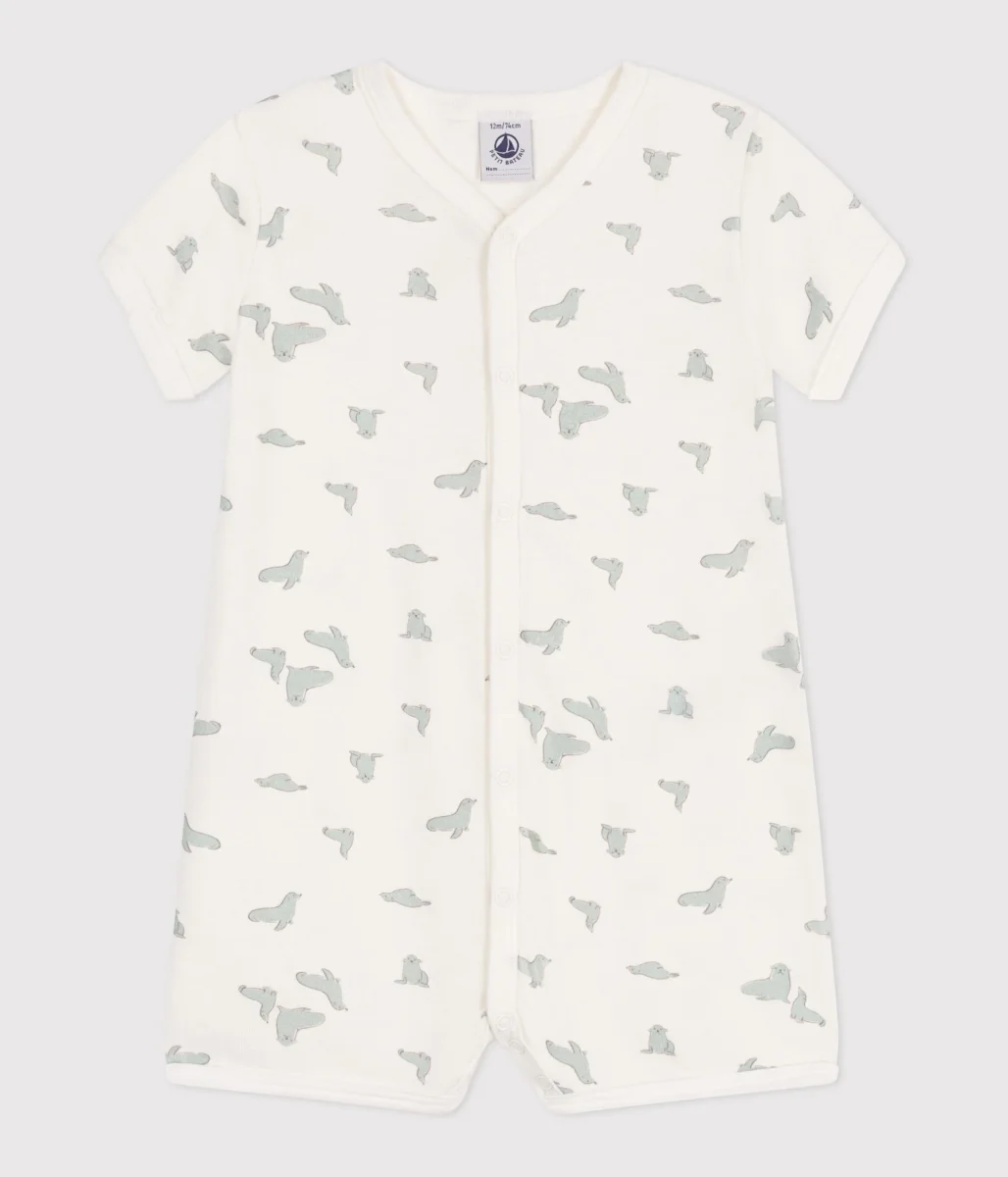 Tutina corta in cotone stampa foche