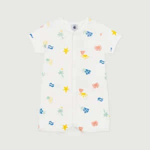 Tutina corta in cotone stampa marinara bebè