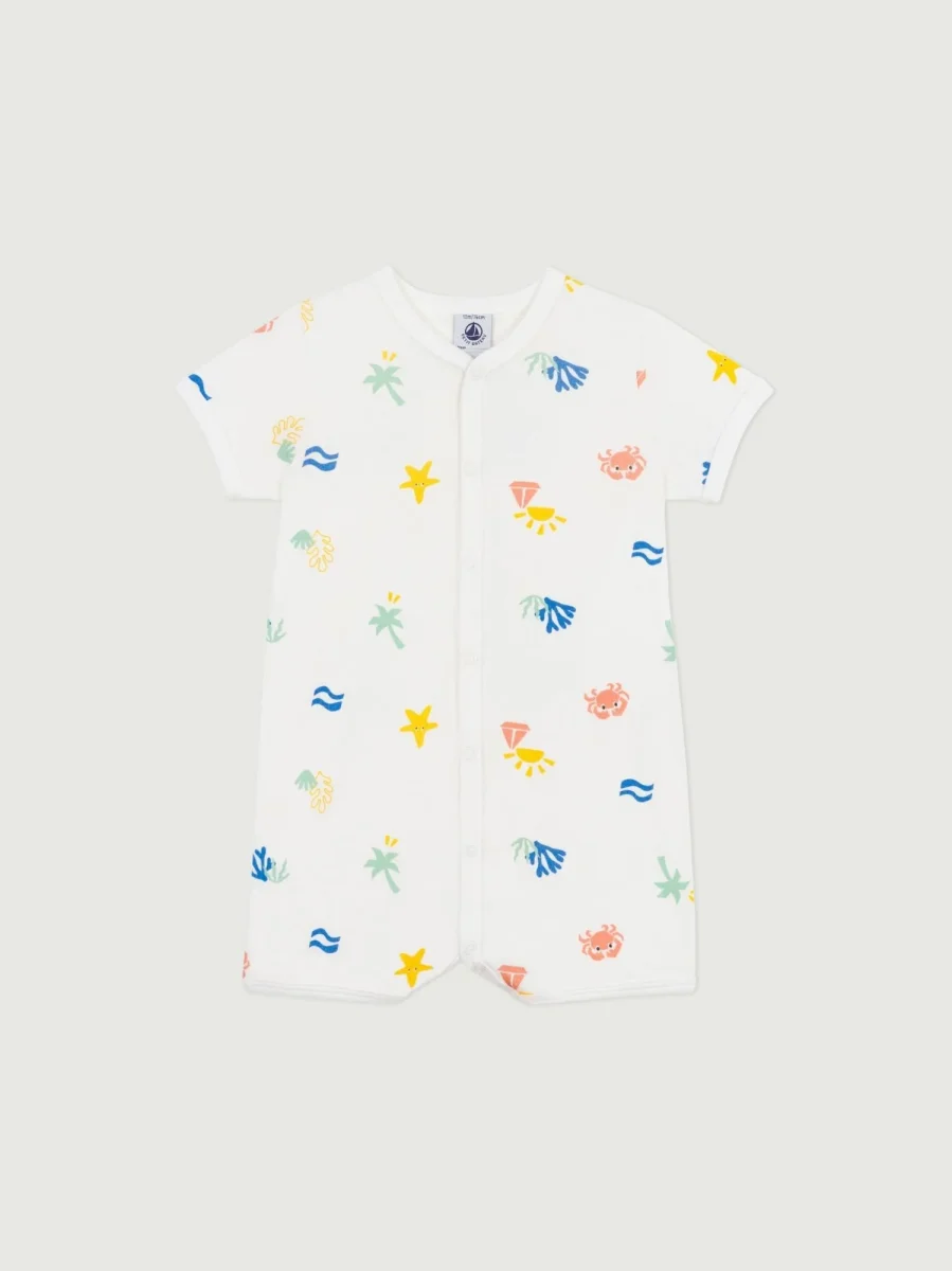 Tutina corta in cotone stampa marinara bebè