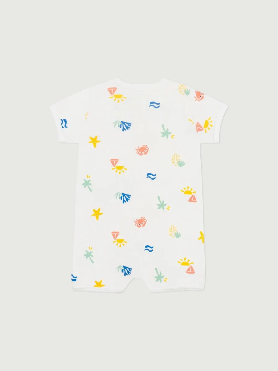 Tutina corta in cotone stampa marinara bebè - immagine 3