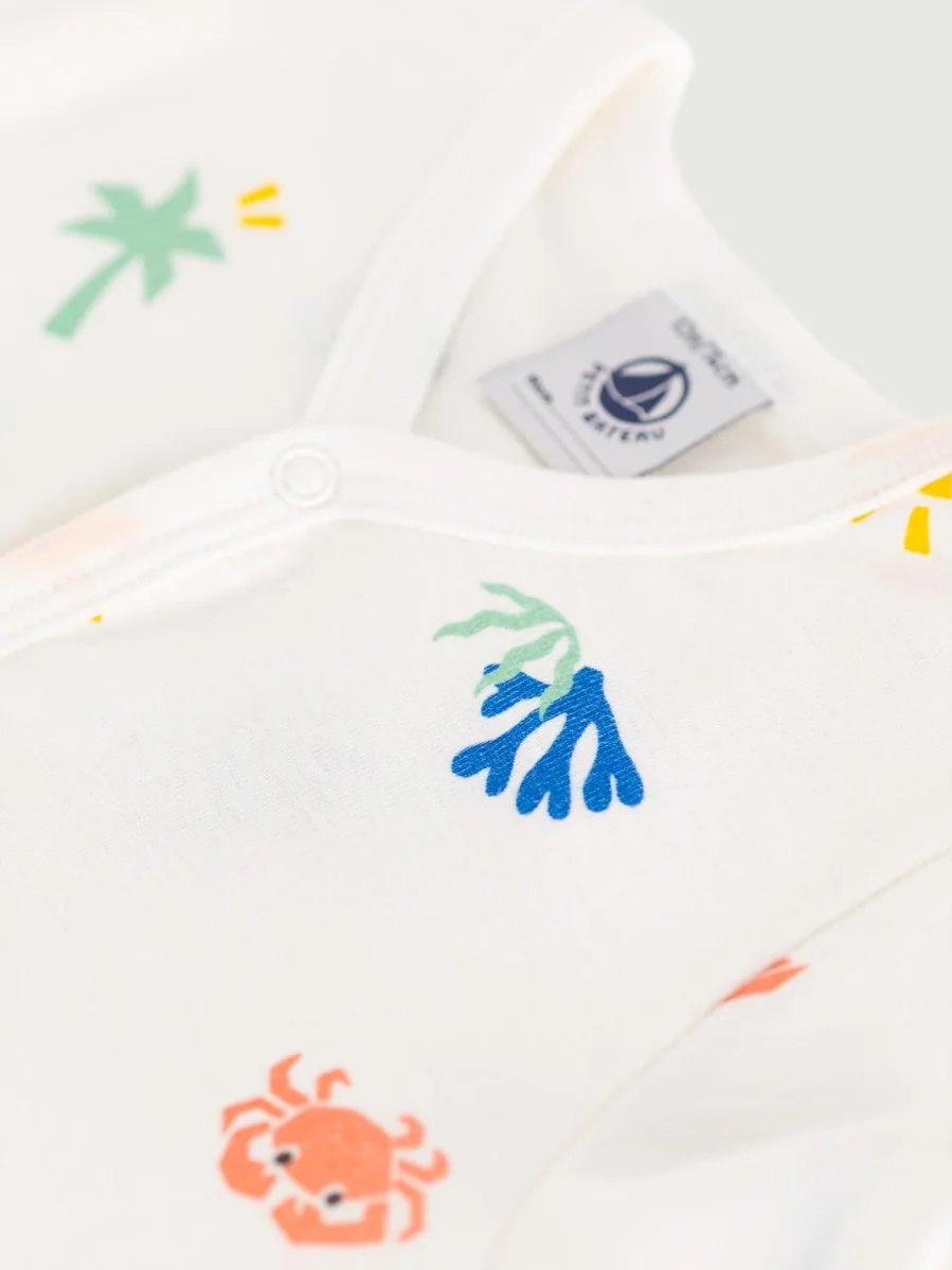 Tutina corta in cotone stampa marinara bebè - immagine 4