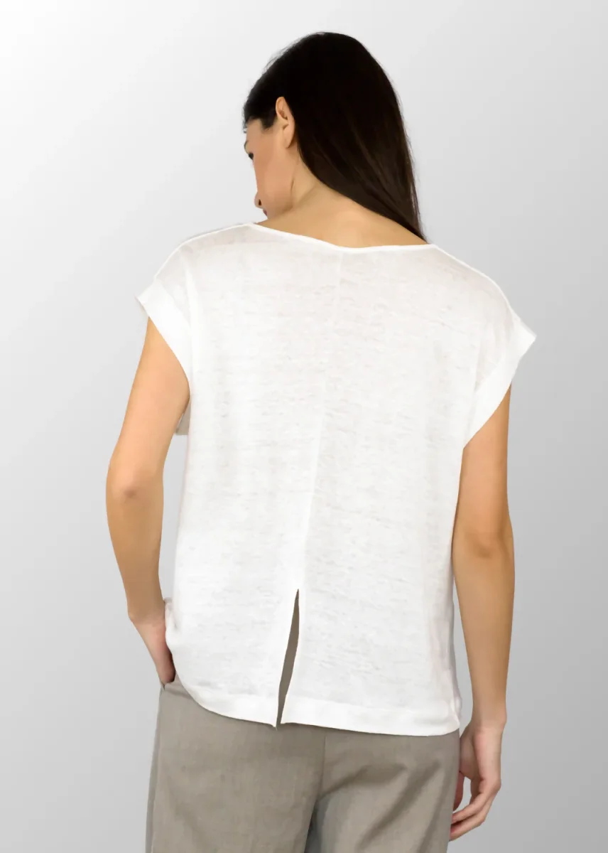 Maglia manica corta Martina con scollo a cascata in Puro Lino - immagine 4